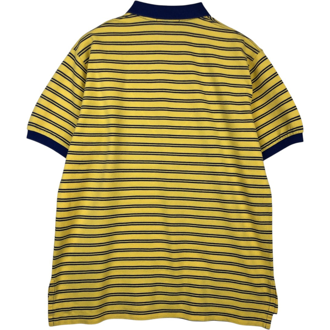 Ralph Lauren POLO by Ralph Lauren short sleeve striped polo shirt, men's XL size cotton navy blue type Vintage Second Hand