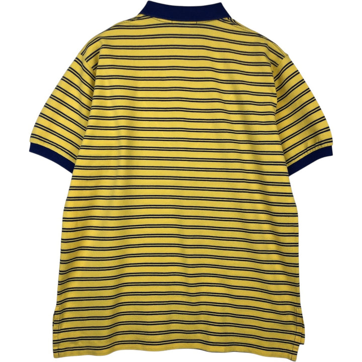 Ralph Lauren POLO by Ralph Lauren short sleeve striped polo shirt, men's XL size cotton navy blue type Vintage Second Hand