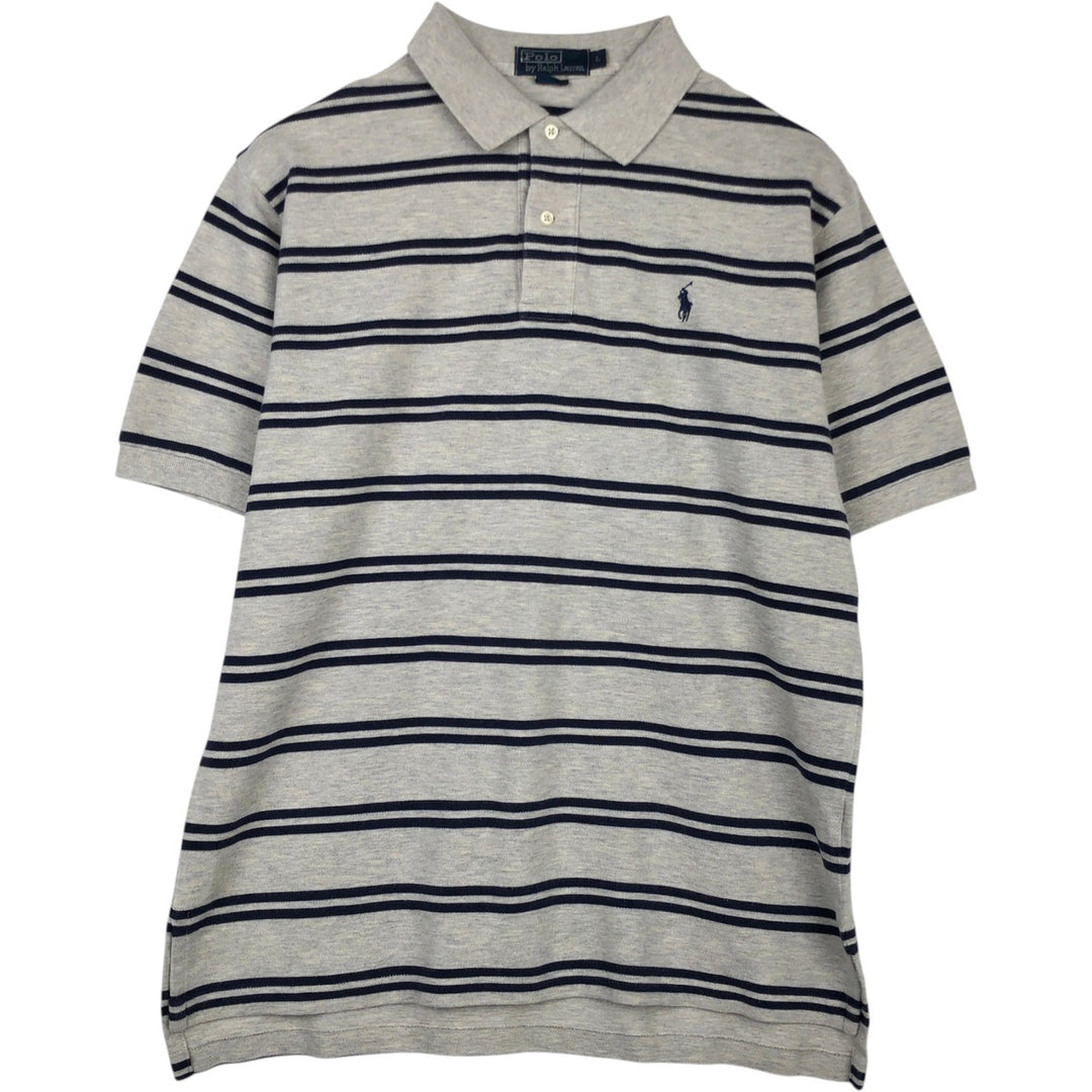 Ralph Lauren POLO by Ralph Lauren short sleeve striped polo shirt, men's size L cotton gray type Vintage Second Hand