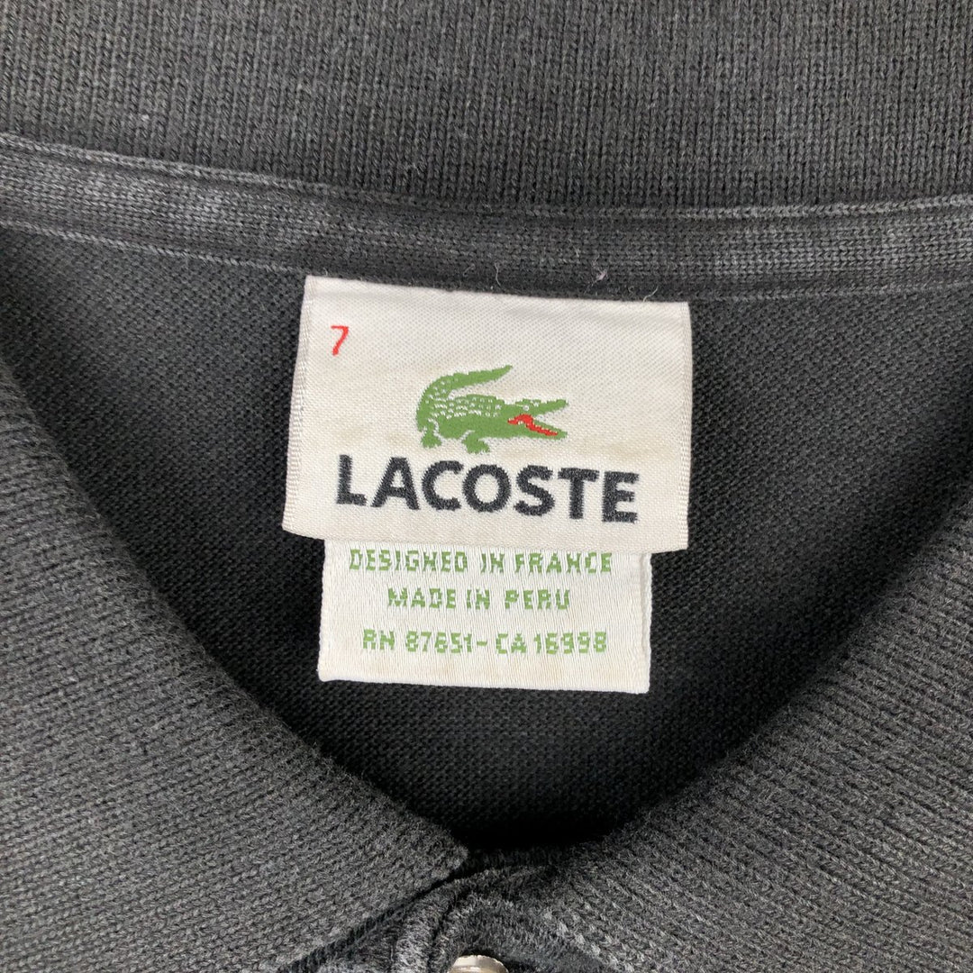 Lacoste (LACOSTE) French design short-sleeved polo shirt, size 7 (equivalent to men's XL) cotton black type Vintage Second Hand