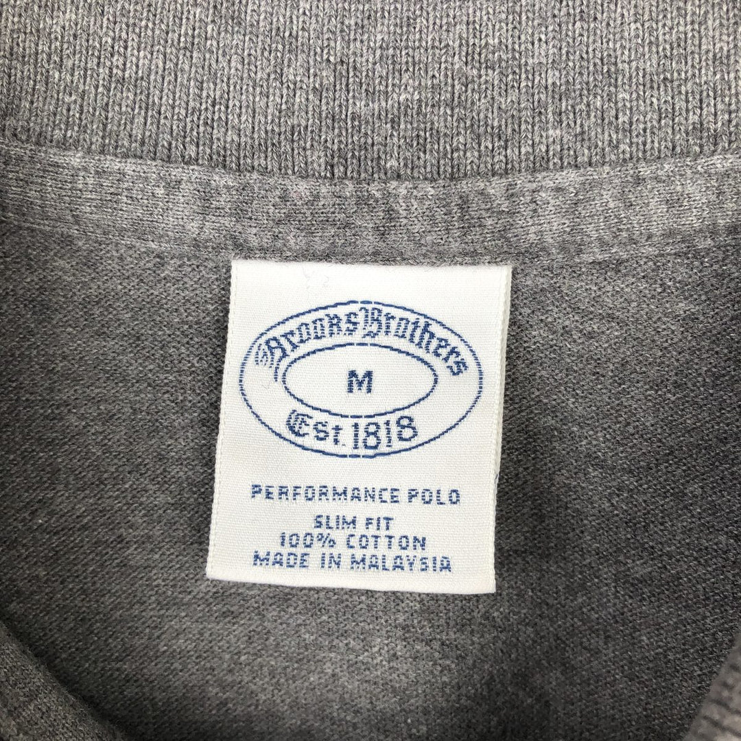 Brooks Brothers Est.1818 Slim Fit Short-Sleeve Polo Shirt (Men's Size M) cotton Charcoal Vintage Second Hand