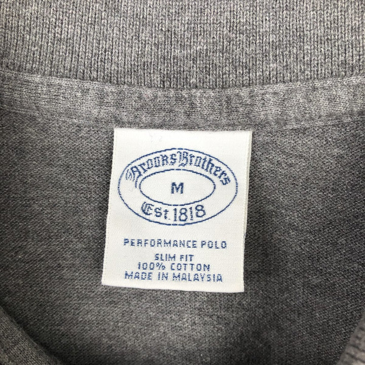 Brooks Brothers Est.1818 Slim Fit Short-Sleeve Polo Shirt (Men's Size M) cotton Charcoal Vintage Second Hand