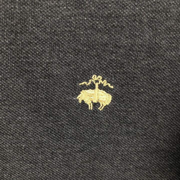 Brooks Brothers Est.1818 Slim Fit Short-Sleeve Polo Shirt (Men's Size M) cotton Charcoal Vintage Second Hand