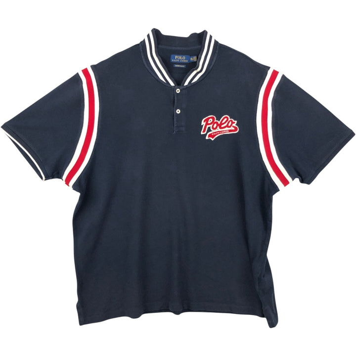 Ralph Lauren POLO RALPH LAUREN CUSTOM SLIM FIT short-sleeved polo shirt, men's size XXL cotton navy blue type Vintage Second Hand
