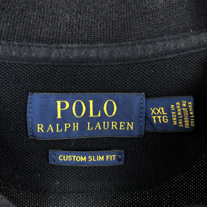 Ralph Lauren POLO RALPH LAUREN CUSTOM SLIM FIT short-sleeved polo shirt, men's size XXL cotton navy blue type Vintage Second Hand