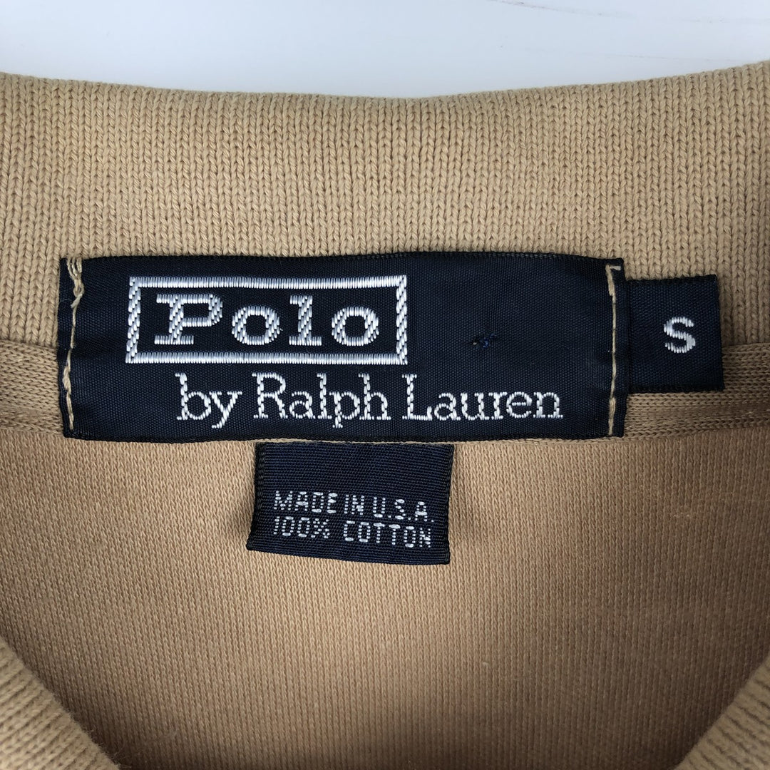 Ralph Lauren POLO by Ralph Lauren Short-Sleeve Polo Shirt, Made in USA, Men's Size S (approx.) cotton beige type brown Vintage Second Hand