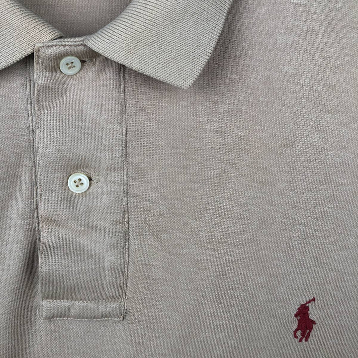Ralph Lauren POLO by Ralph Lauren Short-Sleeve Polo Shirt, Made in USA, Men's Size S (approx.) cotton beige type brown Vintage Second Hand