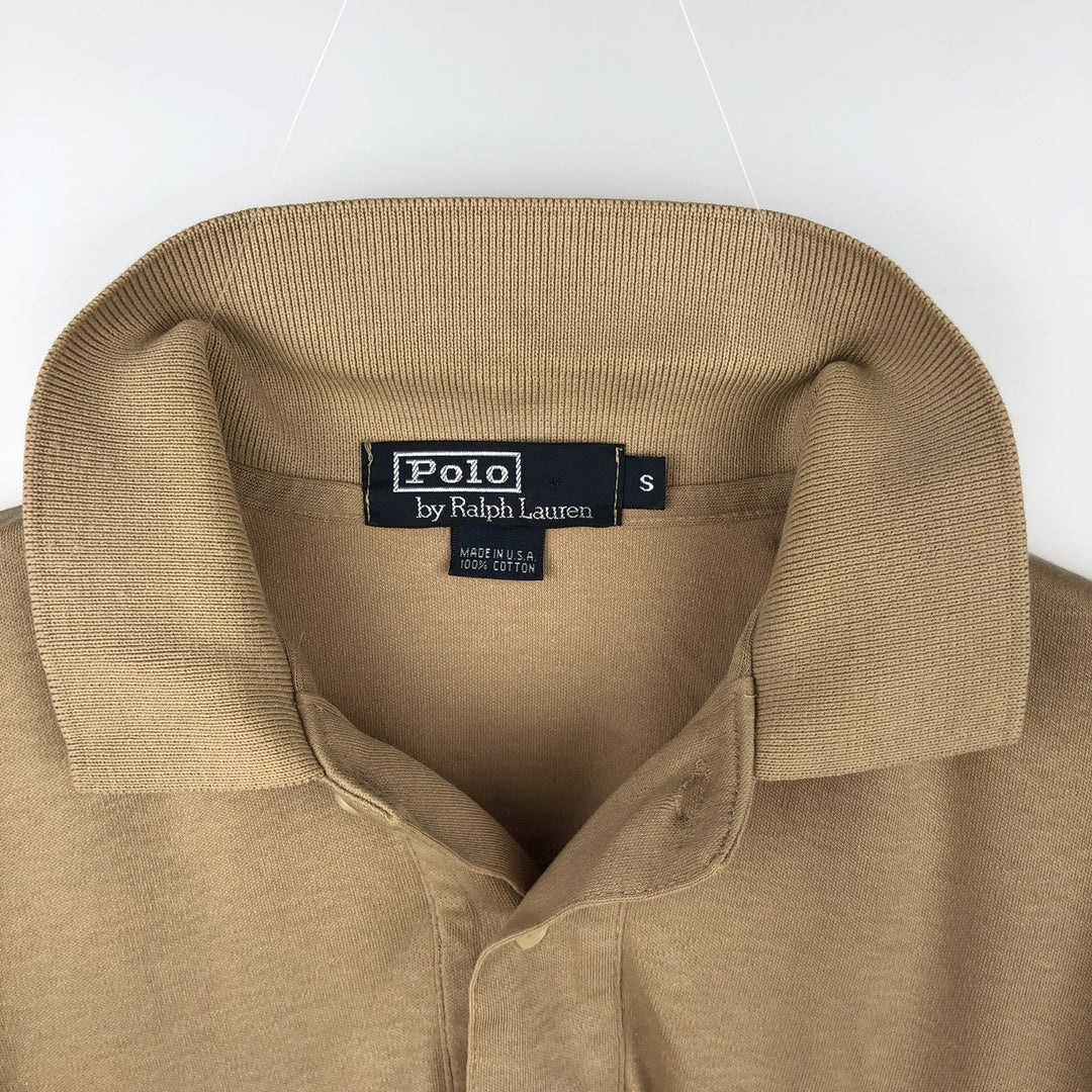 Ralph Lauren POLO by Ralph Lauren Short-Sleeve Polo Shirt, Made in USA, Men's Size S (approx.) cotton beige type brown Vintage Second Hand