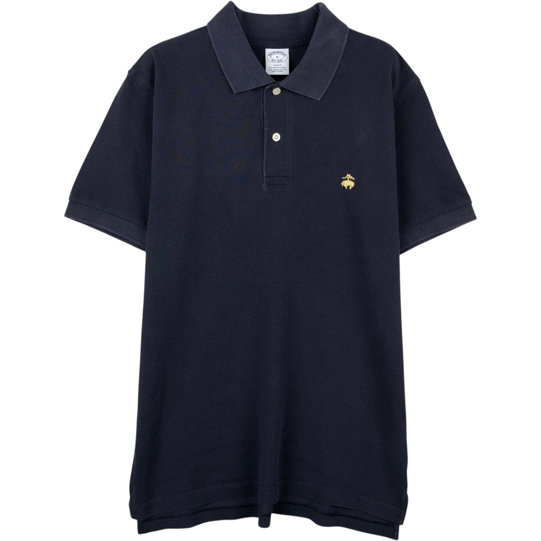 Brooks Brothers Est.1818 Slim Fit Short-Sleeve Polo Shirt (Men's Size M) cotton navy blue type Vintage Second Hand