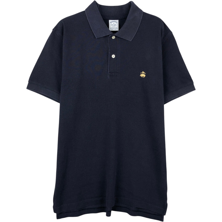 Brooks Brothers Est.1818 Slim Fit Short-Sleeve Polo Shirt (Men's Size M) cotton navy blue type Vintage Second Hand