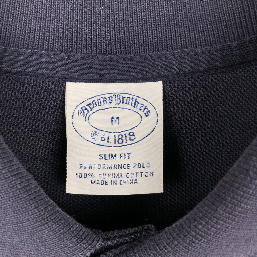 Brooks Brothers Est.1818 Slim Fit Short-Sleeve Polo Shirt (Men's Size M) cotton navy blue type Vintage Second Hand