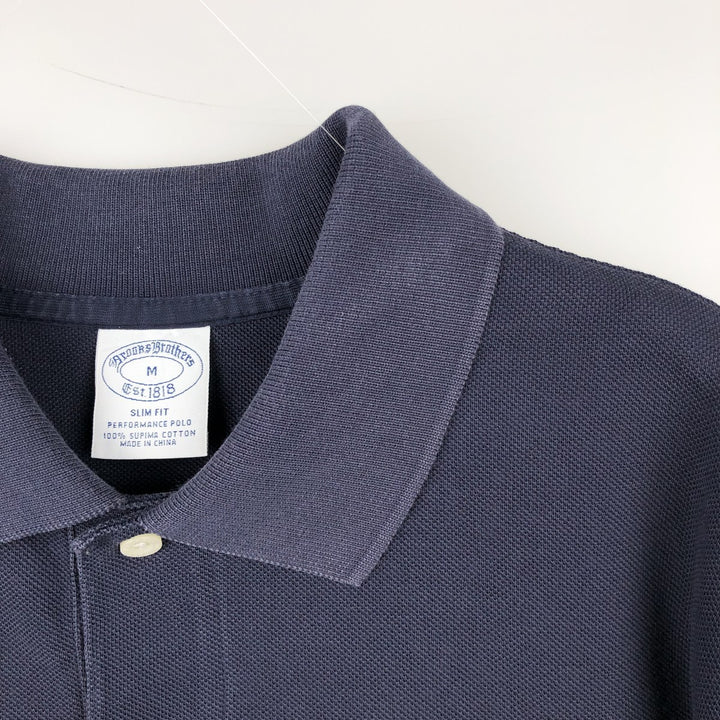 Brooks Brothers Est.1818 Slim Fit Short-Sleeve Polo Shirt (Men's Size M) cotton navy blue type Vintage Second Hand