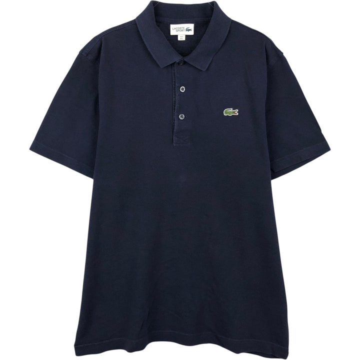 Lacoste LACOSTE SPORT short sleeve polo shirt, men's size L cotton navy blue type Vintage Second Hand