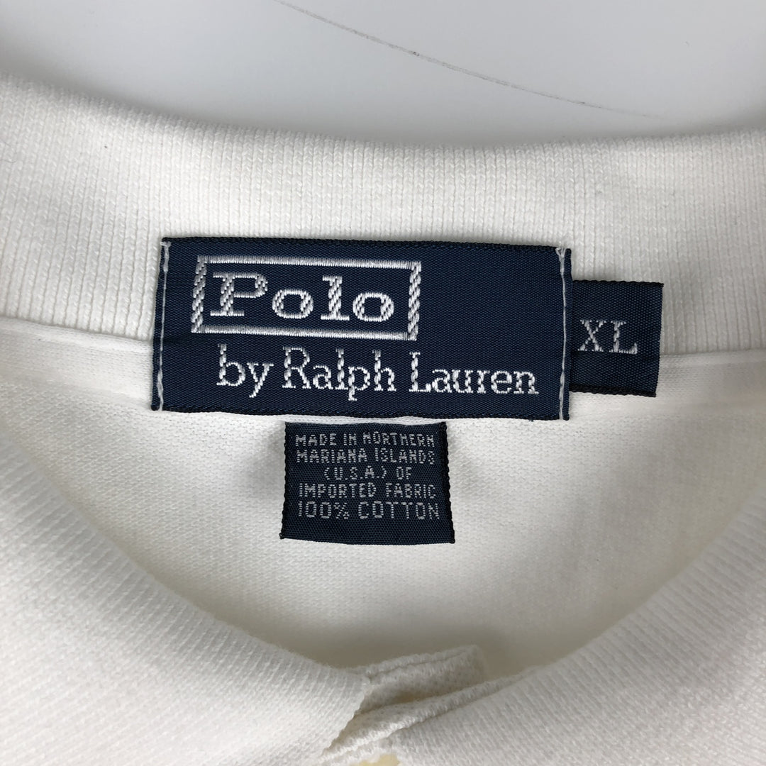 Ralph Lauren POLO by Ralph Lauren short sleeve polo shirt, men's XL size cotton white type Vintage Second Hand