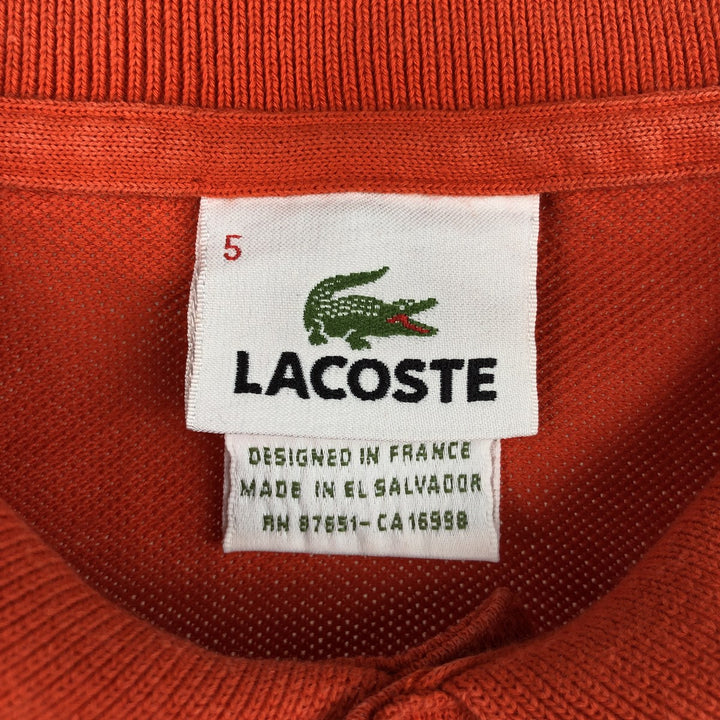 Lacoste LACOSTE French design short sleeve polo shirt size 5, men's L size cotton orange type Vintage Second Hand