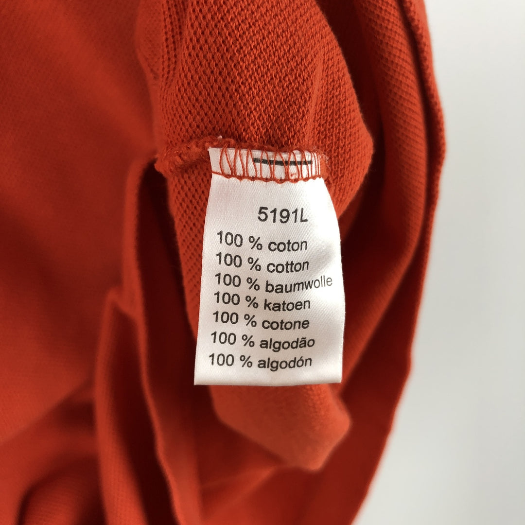 Lacoste LACOSTE French design short sleeve polo shirt size 5, men's L size cotton orange type Vintage Second Hand