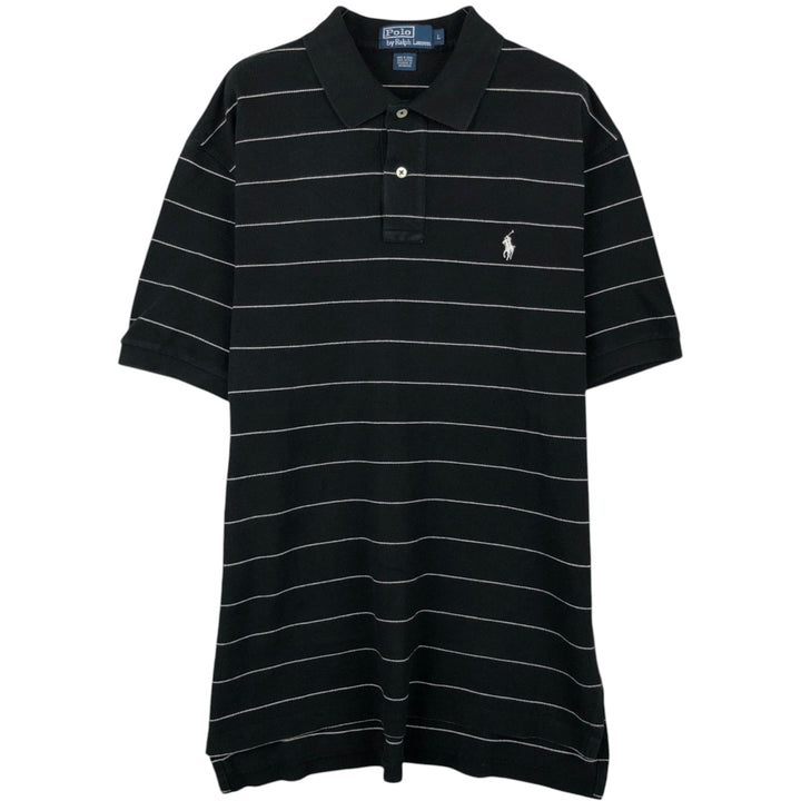 Ralph Lauren POLO by Ralph Lauren short sleeve striped polo shirt, men's size L cotton black type Vintage Second Hand