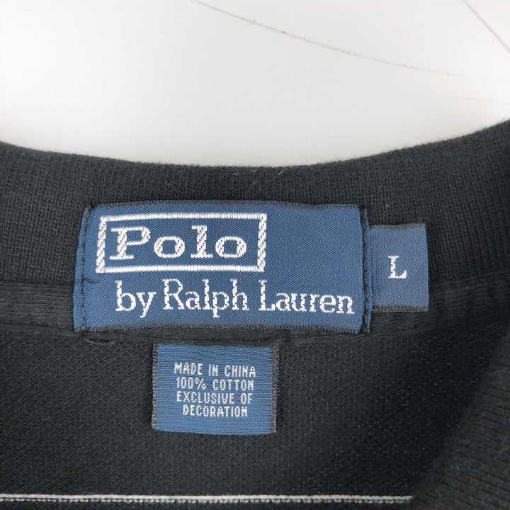 Ralph Lauren POLO by Ralph Lauren short sleeve striped polo shirt, men's size L cotton black type Vintage Second Hand