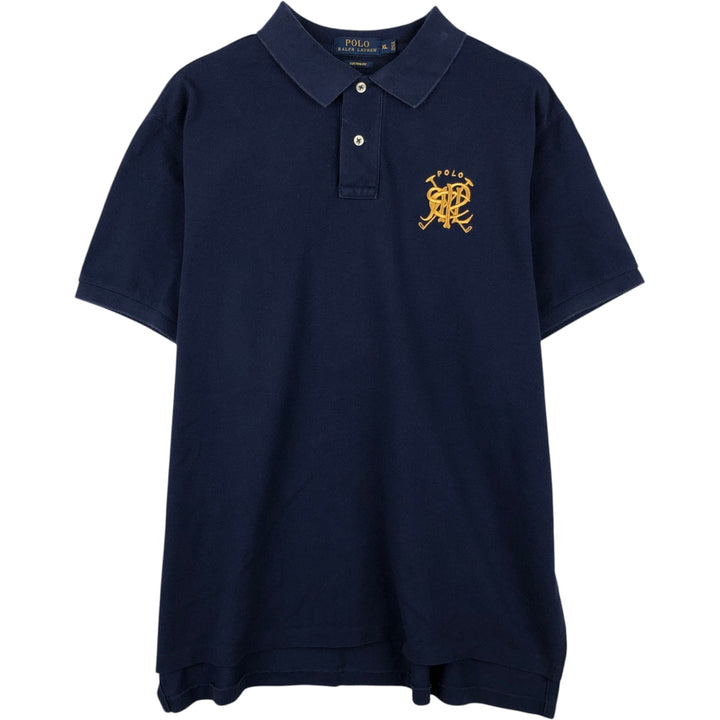 Ralph Lauren POLO RALPH LAUREN CUSTOM FIT short sleeve polo shirt men's XL equivalent cotton navy blue type Vintage Second Hand