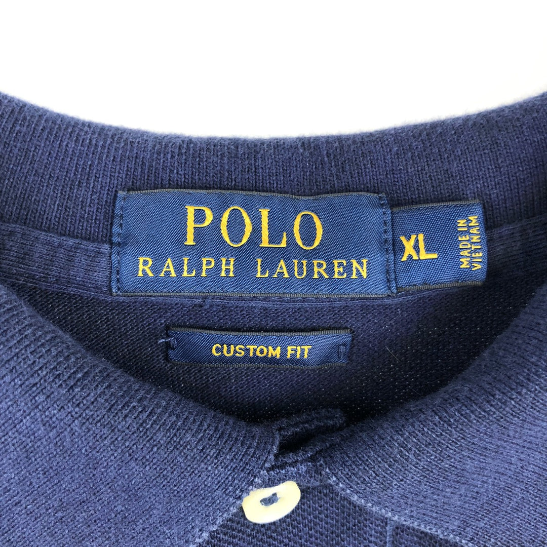 Ralph Lauren POLO RALPH LAUREN CUSTOM FIT short sleeve polo shirt men's XL equivalent cotton navy blue type Vintage Second Hand