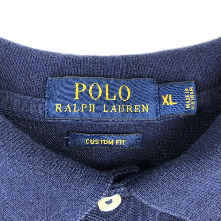 Ralph Lauren POLO RALPH LAUREN CUSTOM FIT short sleeve polo shirt men's XL equivalent cotton navy blue type Vintage Second Hand