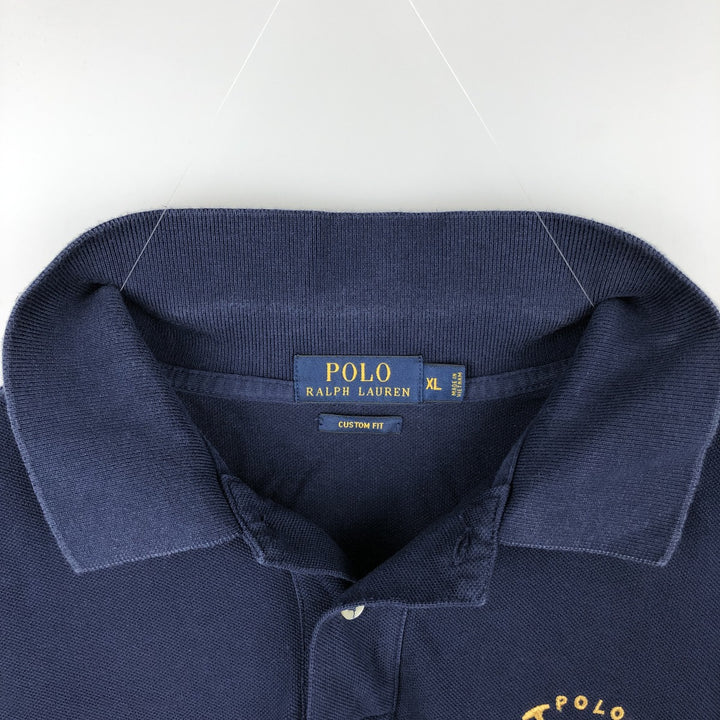 Ralph Lauren POLO RALPH LAUREN CUSTOM FIT short sleeve polo shirt men's XL equivalent cotton navy blue type Vintage Second Hand