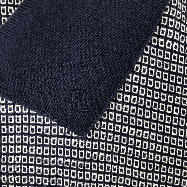 Ralph Lauren POLO GOLF All-over print short-sleeve polo shirt, men's size XL Pima Cotton navy blue type Vintage Second Hand