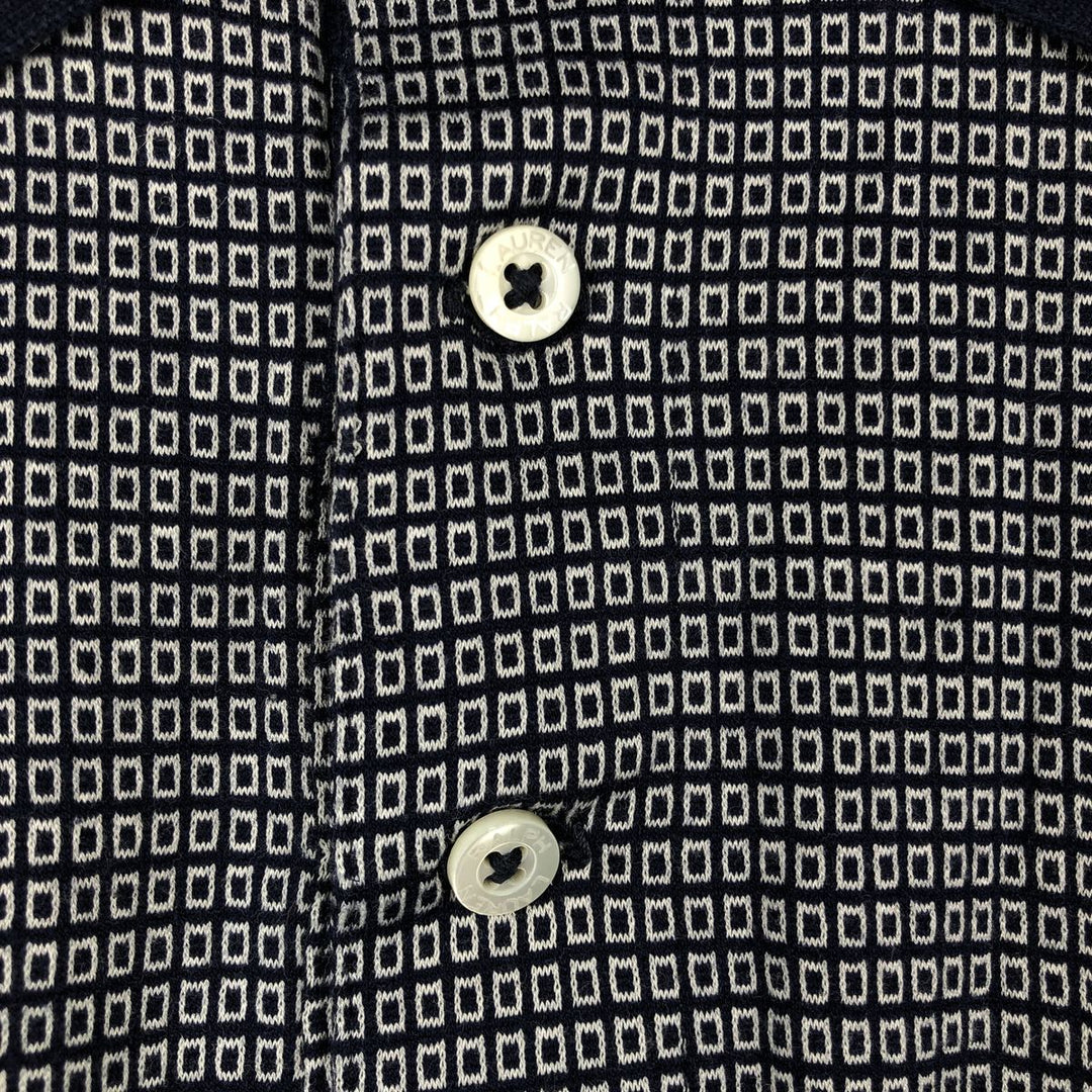 Ralph Lauren POLO GOLF All-over print short-sleeve polo shirt, men's size XL Pima Cotton navy blue type Vintage Second Hand
