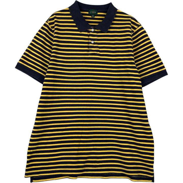 90'S J.Crew Short-Sleeve Striped Polo Shirt, Men's Size XL (Equivalent), Vintage cotton yellow type Vintage Second Hand
