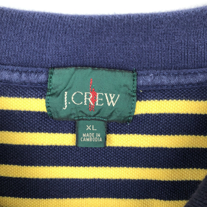 90'S J.Crew Short-Sleeve Striped Polo Shirt, Men's Size XL (Equivalent), Vintage cotton yellow type Vintage Second Hand