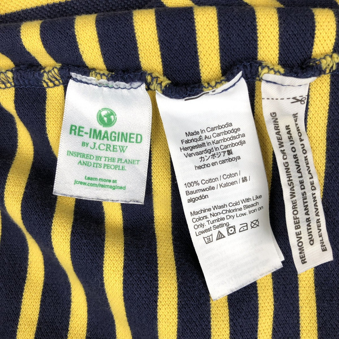 90'S J.Crew Short-Sleeve Striped Polo Shirt, Men's Size XL (Equivalent), Vintage cotton yellow type Vintage Second Hand