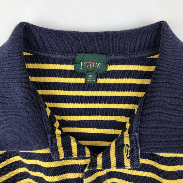 90'S J.Crew Short-Sleeve Striped Polo Shirt, Men's Size XL (Equivalent), Vintage cotton yellow type Vintage Second Hand