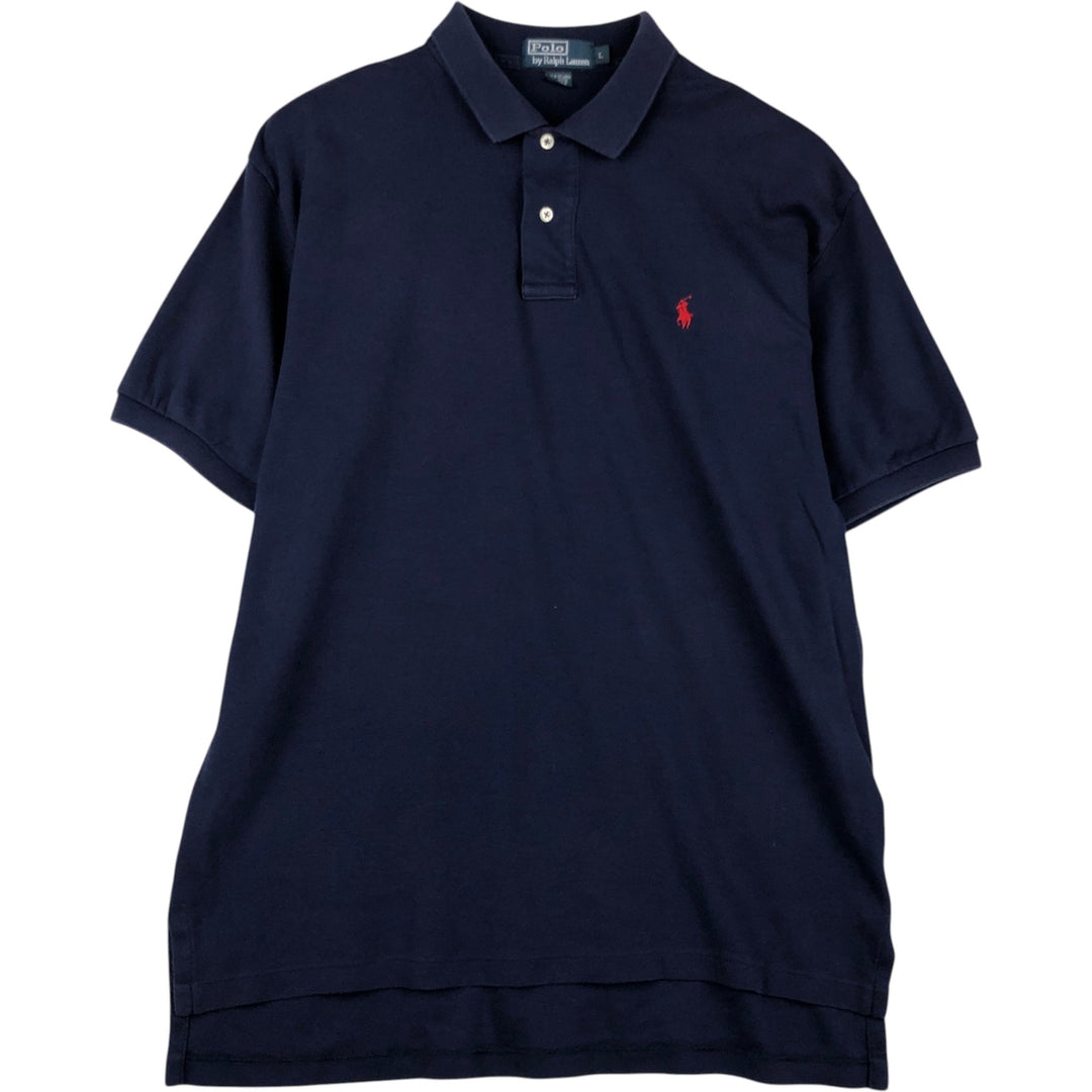 Ralph Lauren POLO by Ralph Lauren short sleeve polo shirt, men's size L cotton navy blue type Vintage Second Hand