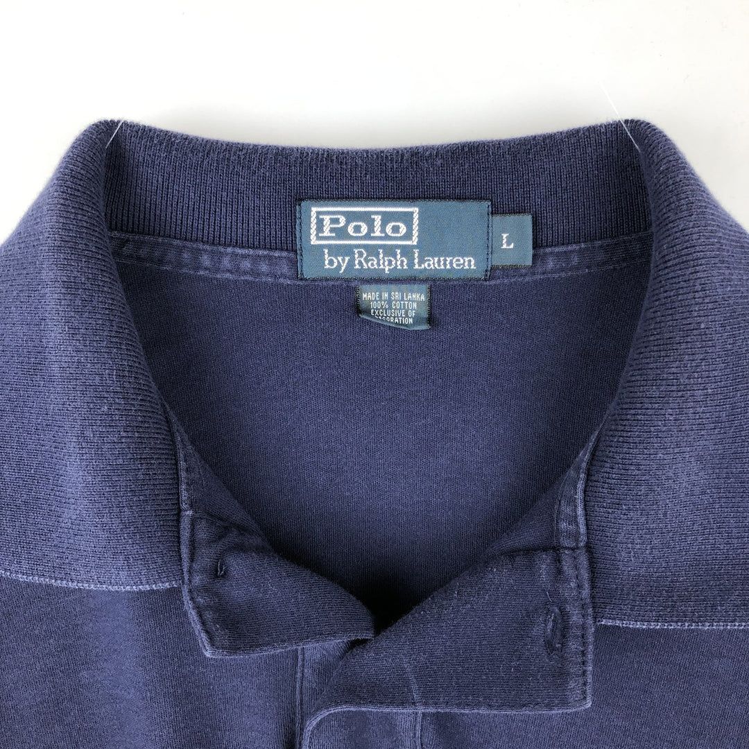 Ralph Lauren POLO by Ralph Lauren short sleeve polo shirt, men's size L cotton navy blue type Vintage Second Hand