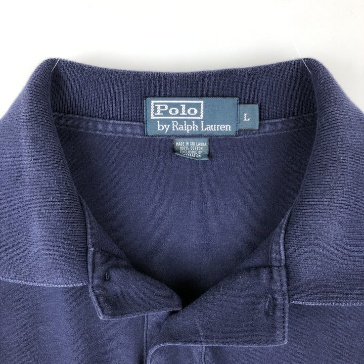 Ralph Lauren POLO by Ralph Lauren short sleeve polo shirt, men's size L cotton navy blue type Vintage Second Hand
