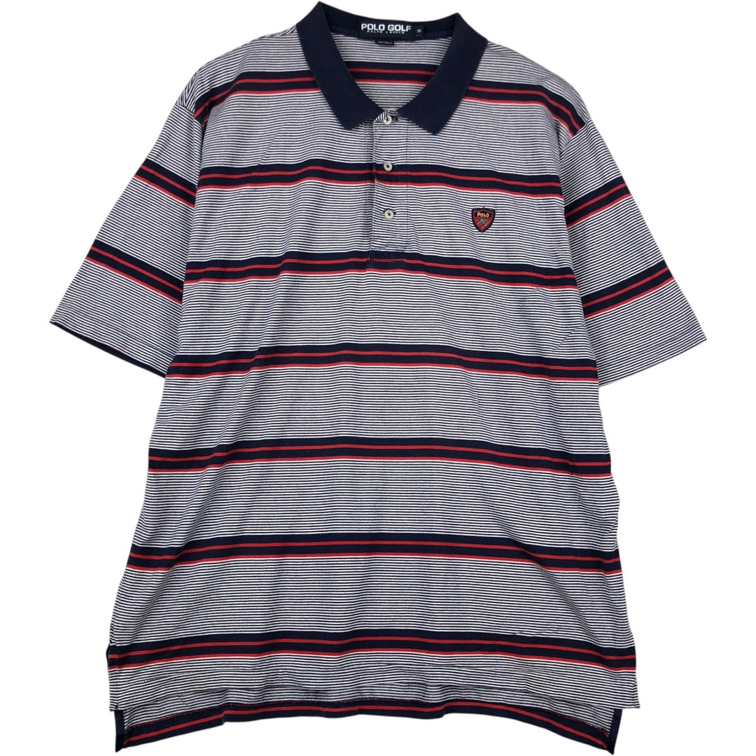 Ralph Lauren POLO GOLF Short Sleeve Striped Polo Shirt Men's XL cotton navy blue type Vintage Second Hand