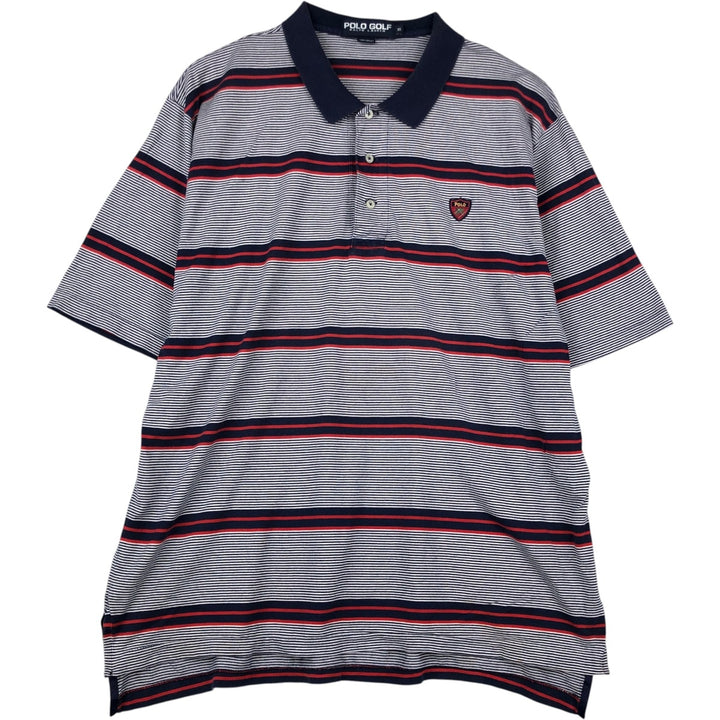 Ralph Lauren POLO GOLF Short Sleeve Striped Polo Shirt Men's XL cotton navy blue type Vintage Second Hand
