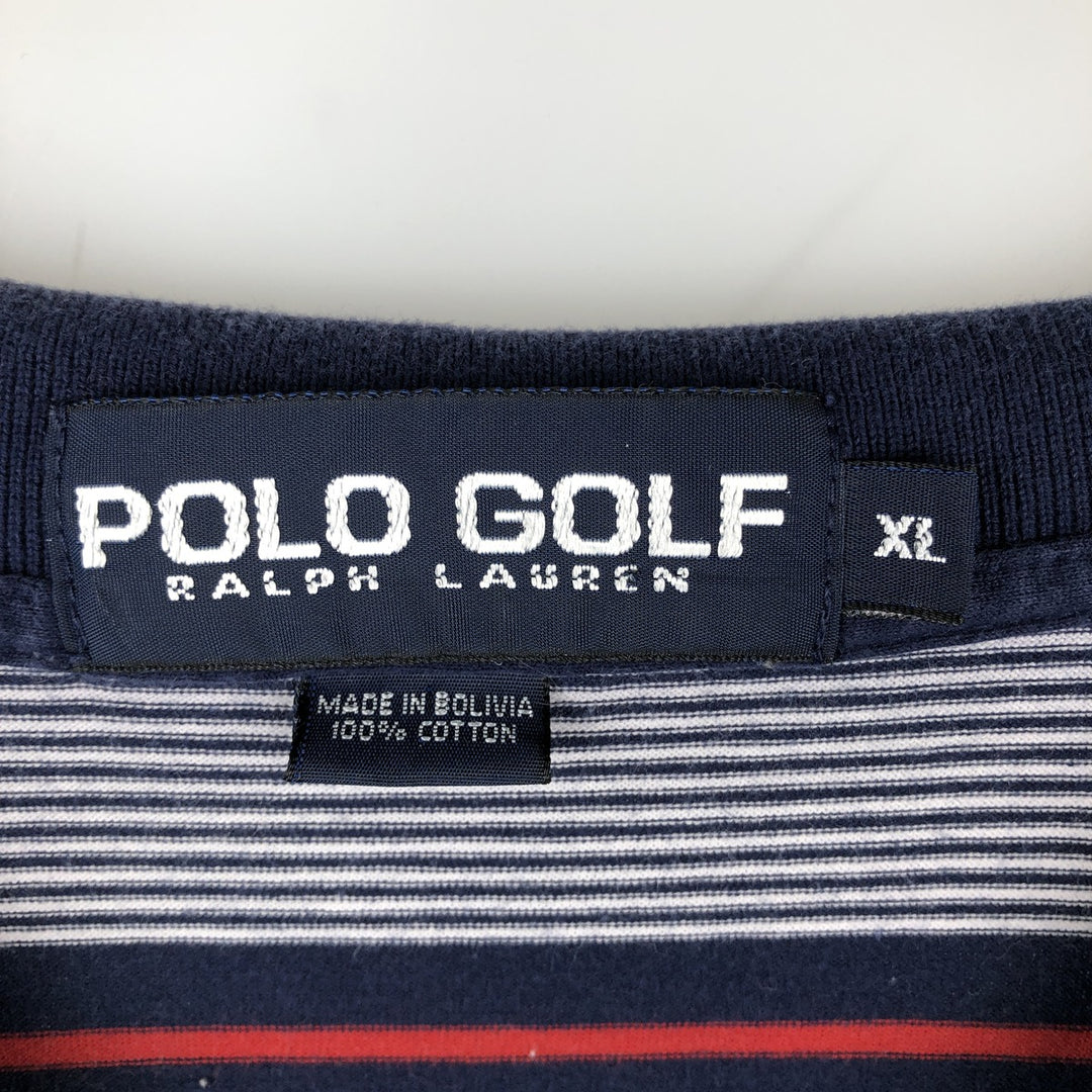 Ralph Lauren POLO GOLF Short Sleeve Striped Polo Shirt Men's XL cotton navy blue type Vintage Second Hand