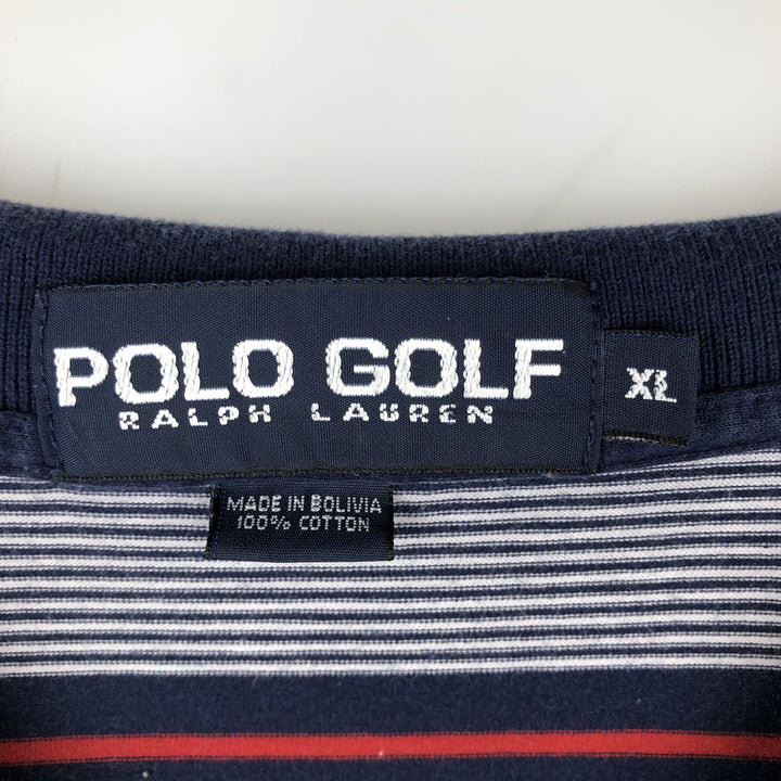 Ralph Lauren POLO GOLF Short Sleeve Striped Polo Shirt Men's XL cotton navy blue type Vintage Second Hand