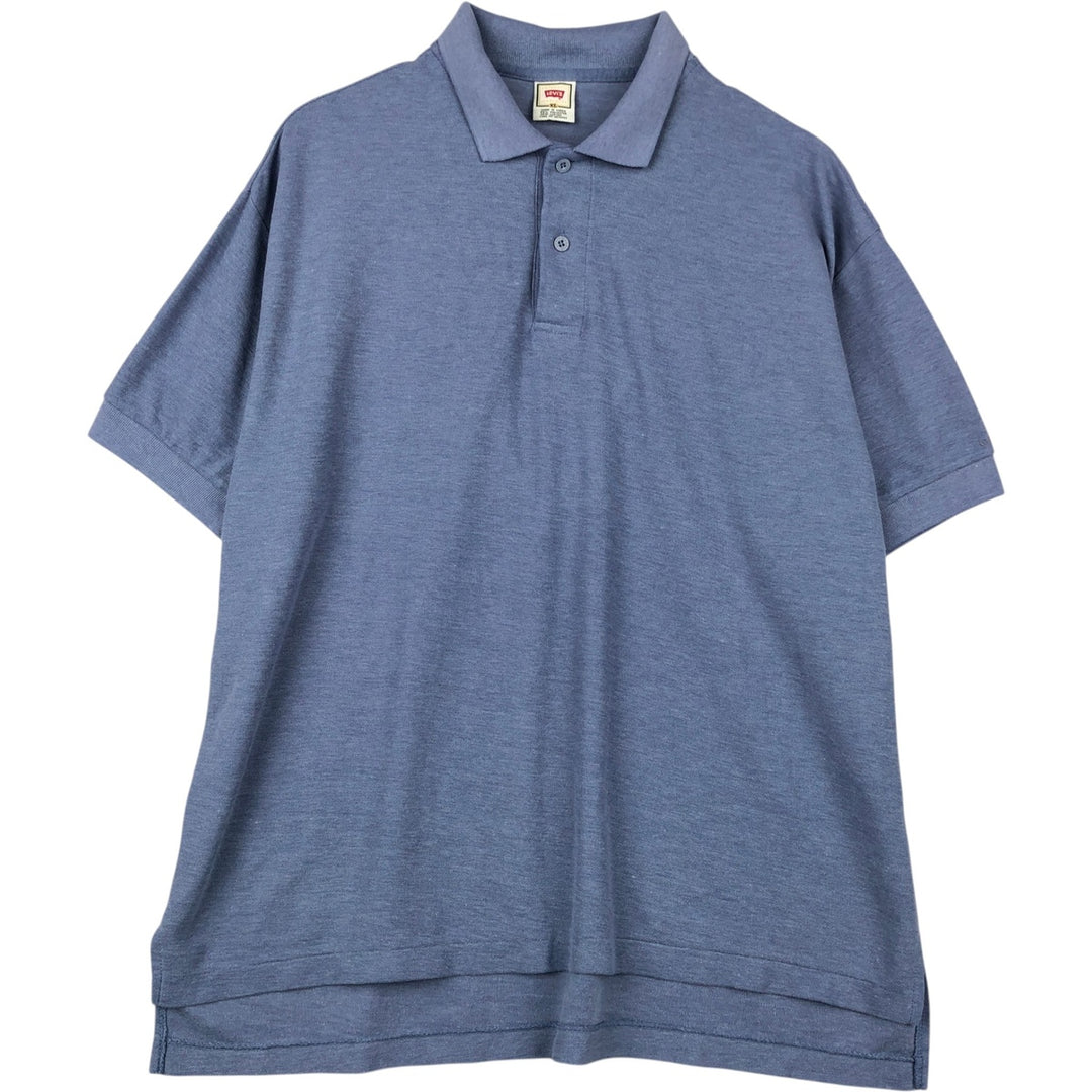 90'S Levi's short sleeve polo shirt, men's XL size, vintage polyester Blue type light blue Vintage Second Hand