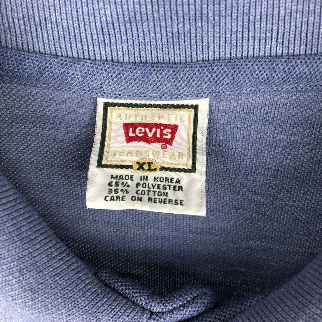 90'S Levi's short sleeve polo shirt, men's XL size, vintage polyester Blue type light blue Vintage Second Hand