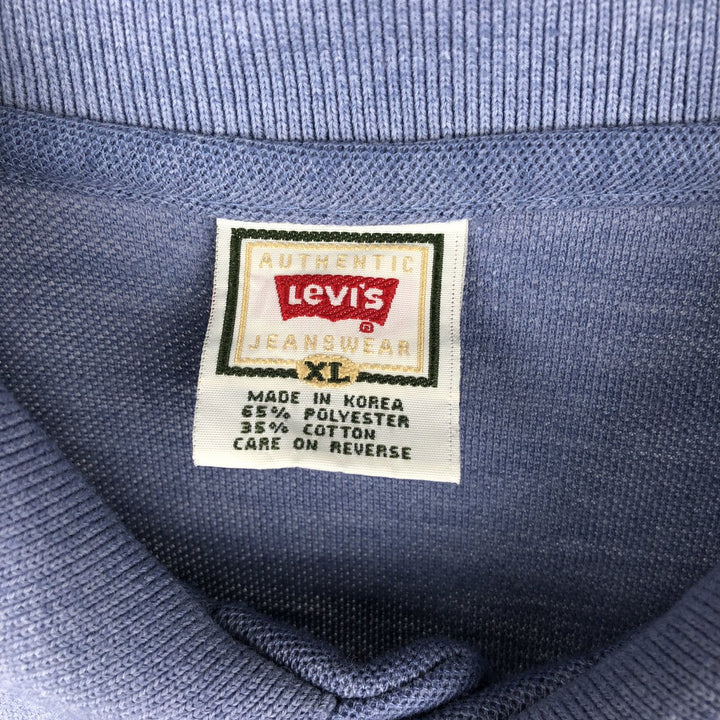 90'S Levi's short sleeve polo shirt, men's XL size, vintage polyester Blue type light blue Vintage Second Hand
