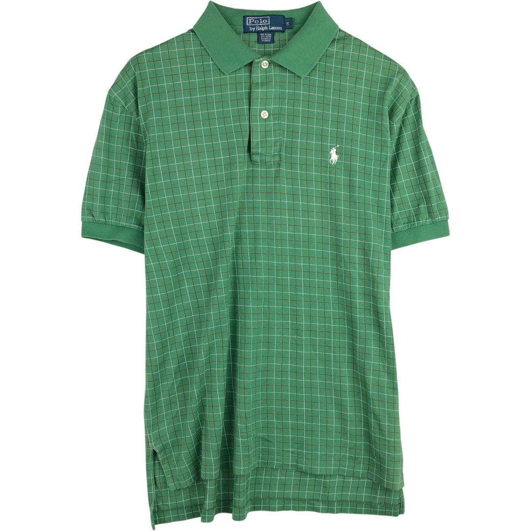 Ralph Lauren POLO by Ralph Lauren Short-Sleeve Check Polo Shirt, Men's Size S (approx.) cotton green type Vintage Second Hand