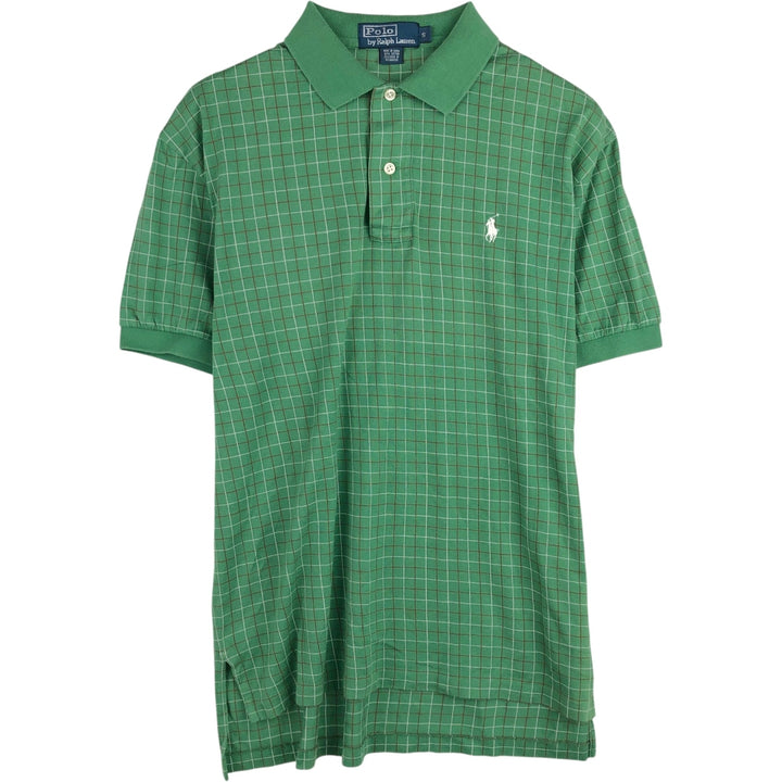 Ralph Lauren POLO by Ralph Lauren Short-Sleeve Check Polo Shirt, Men's Size S (approx.) cotton green type Vintage Second Hand