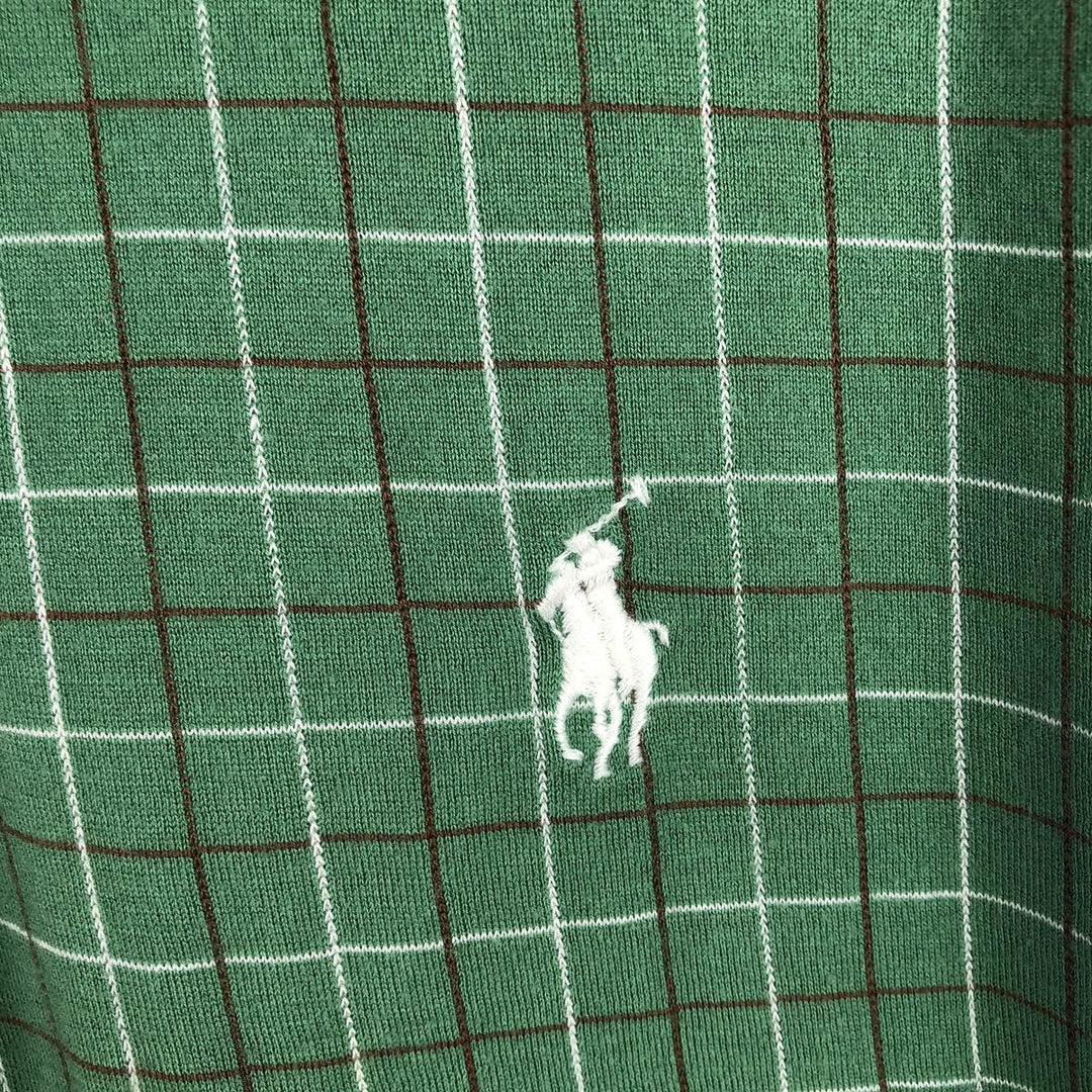 Ralph Lauren POLO by Ralph Lauren Short-Sleeve Check Polo Shirt, Men's Size S (approx.) cotton green type Vintage Second Hand