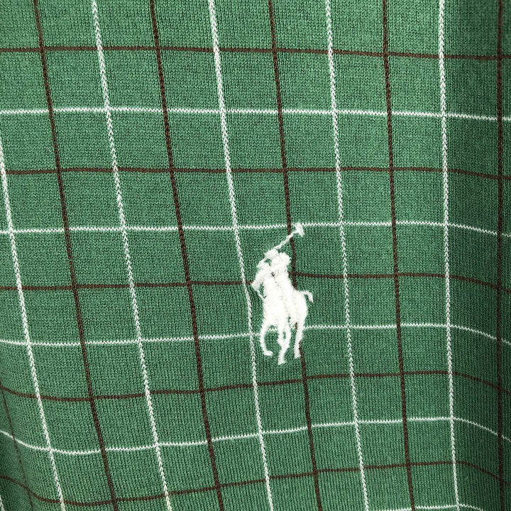 Ralph Lauren POLO by Ralph Lauren Short-Sleeve Check Polo Shirt, Men's Size S (approx.) cotton green type Vintage Second Hand