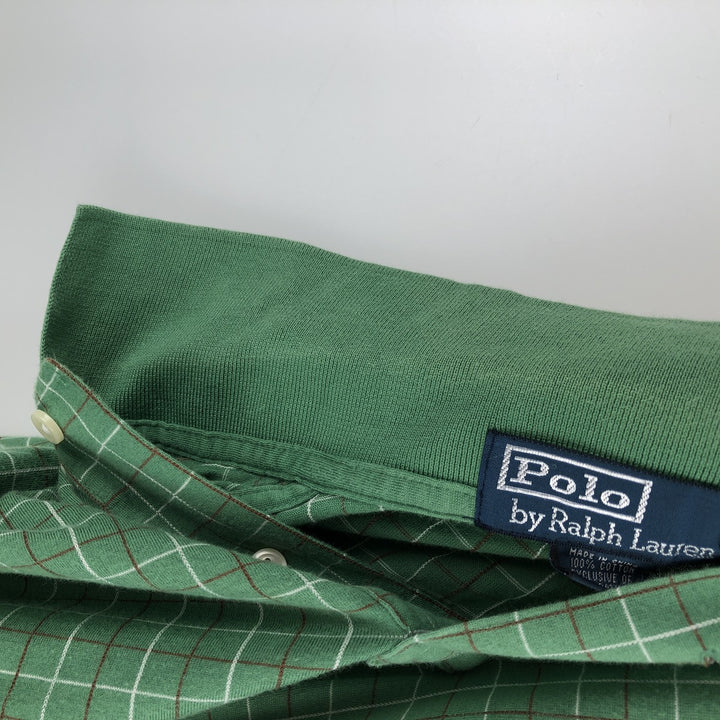 Ralph Lauren POLO by Ralph Lauren Short-Sleeve Check Polo Shirt, Men's Size S (approx.) cotton green type Vintage Second Hand