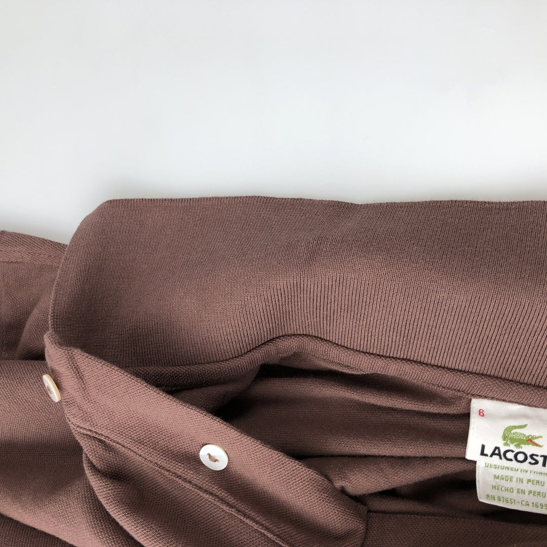 Lacoste LACOSTE French design short sleeve polo shirt size 6 men's XL equivalent cotton brown type Vintage Second Hand