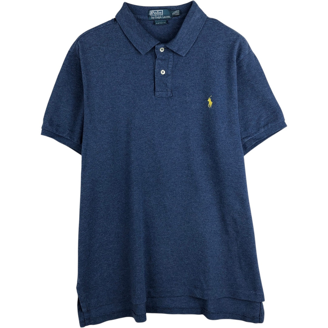 Ralph Lauren POLO by Ralph Lauren CUSTOM FIT short sleeve polo shirt, men's XL size cotton blue type Vintage Second Hand