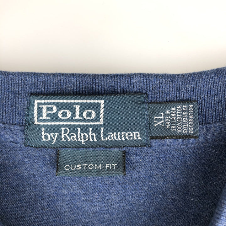 Ralph Lauren POLO by Ralph Lauren CUSTOM FIT short sleeve polo shirt, men's XL size cotton blue type Vintage Second Hand